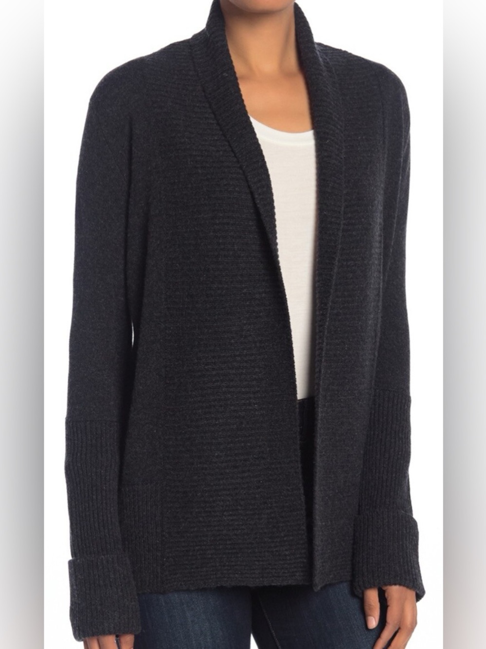 Vince Wool Cashmere Open Front Cardigan Women’s Medium Charcoal Gray